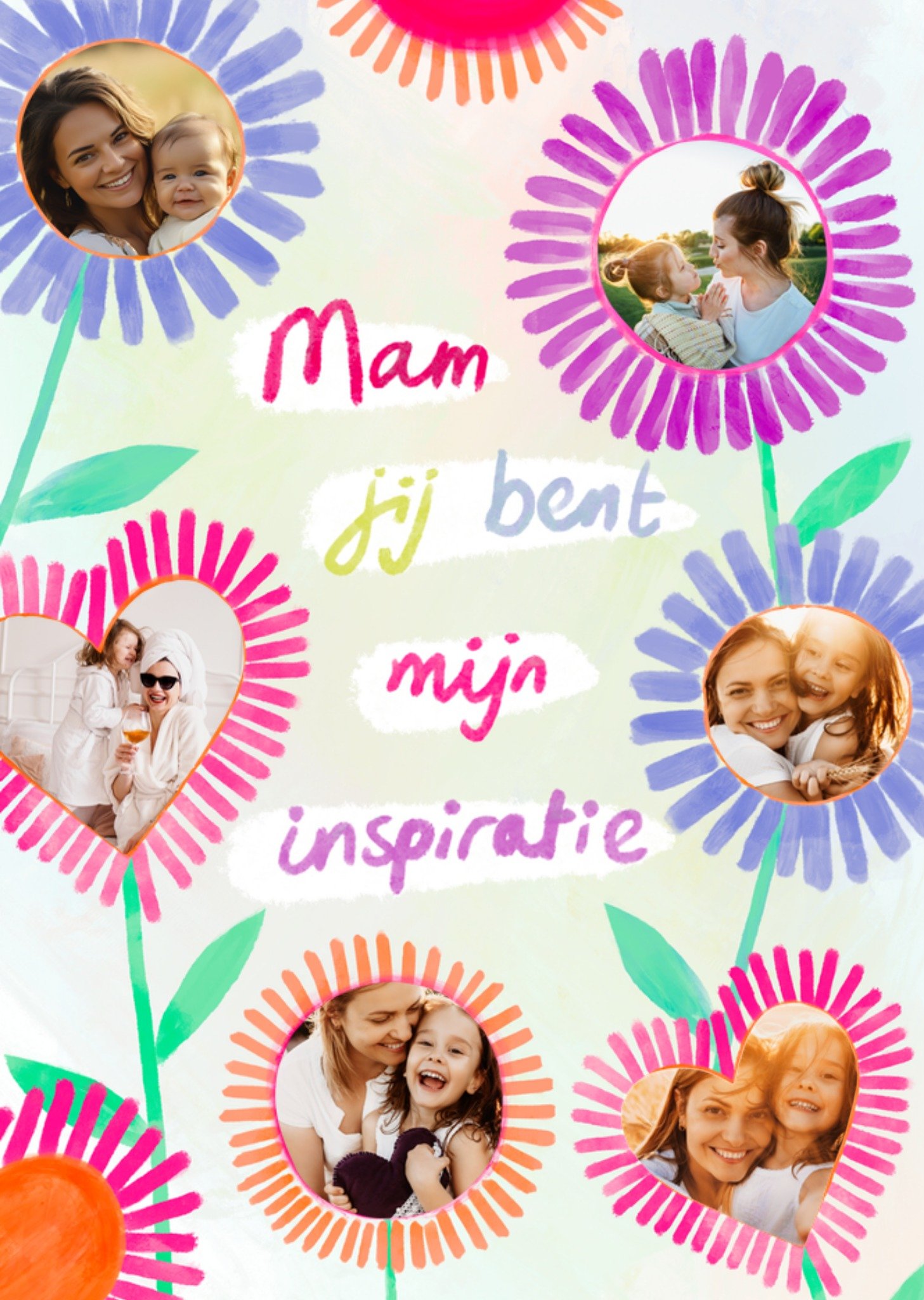 Moederdagkaart Mam jij bent mijn inspiratie Aanpasbare fotos Kaart Greetz