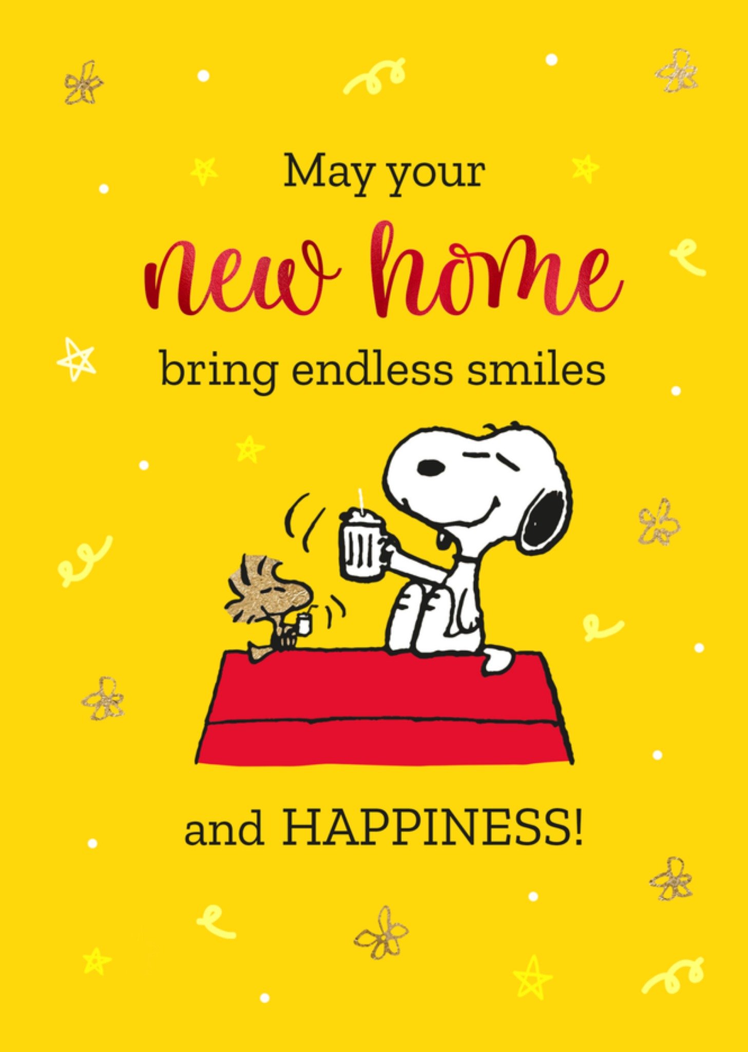 Peanuts snoopy Nieuwe woning kaart Endless smiles happiness Kaart Peanuts Snoopy