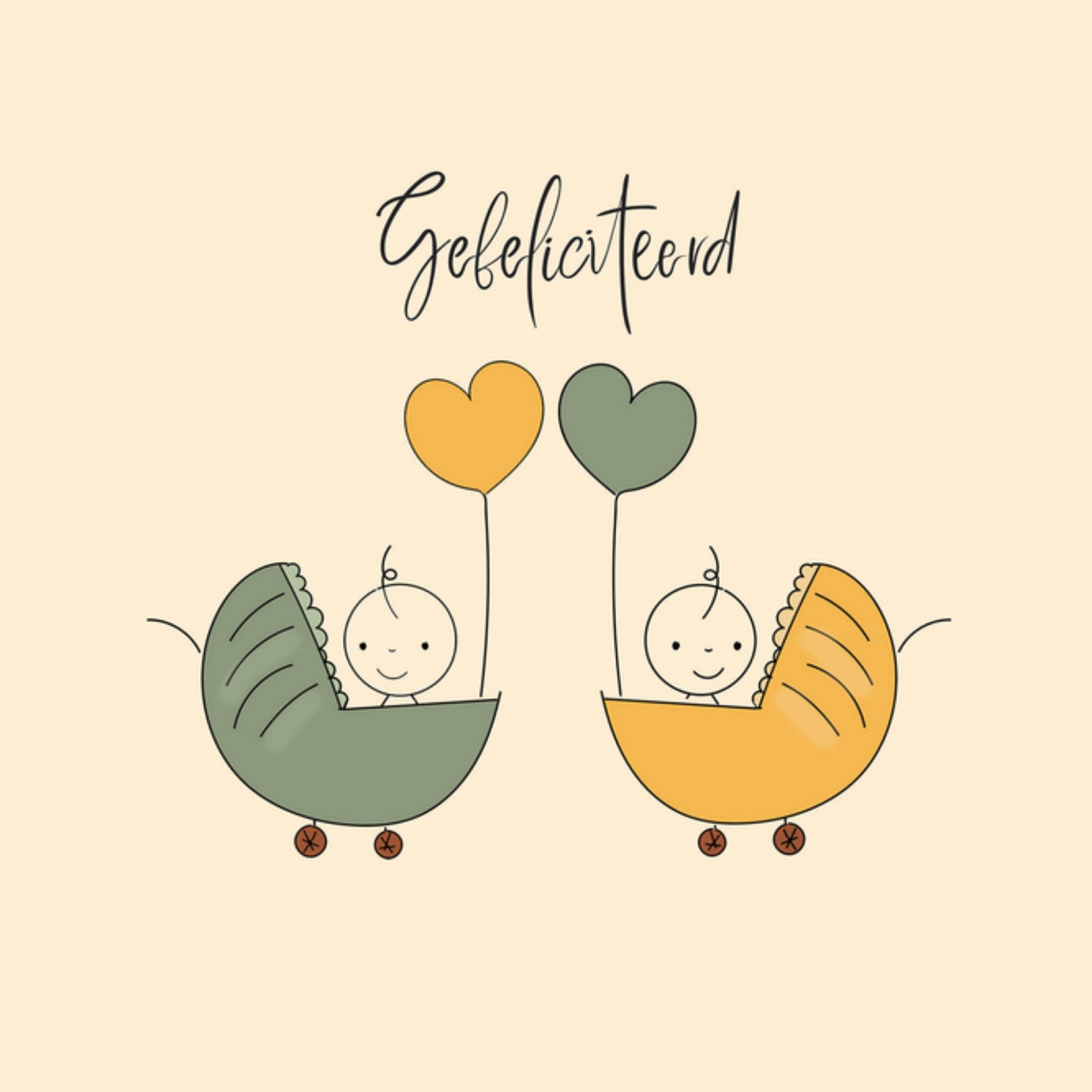 Geboortekaart Tweeling Vierkante Kaart Studio Marloes