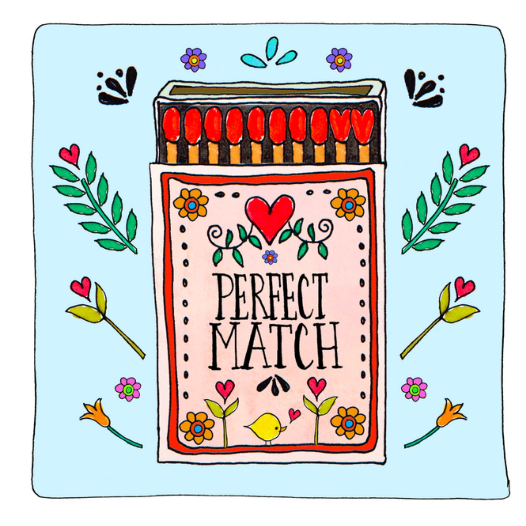 Huwelijkskaart Perfect Match Vierkante Kaart Sandysign