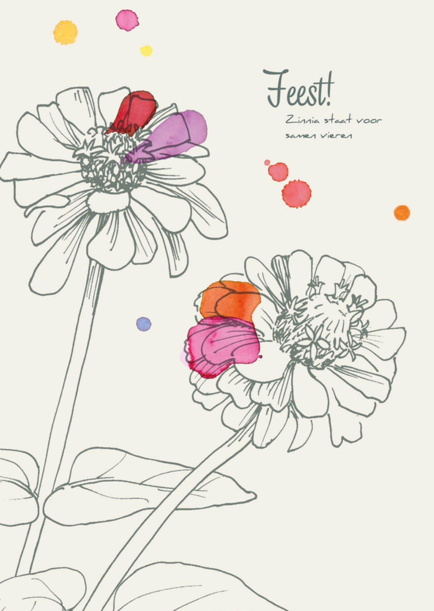 Verjaardagskaart Zinnia voor samen vieren Kaart Veer Moon