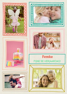 Kleurrijke Fotolijst Collage 5e Verjaardag Kaart