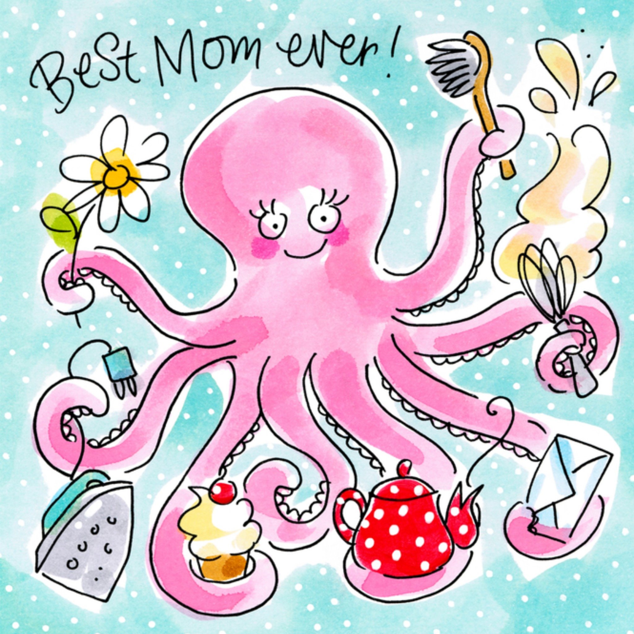 Moederdagkaart octopus Vierkante Kaart Blond Amsterdam