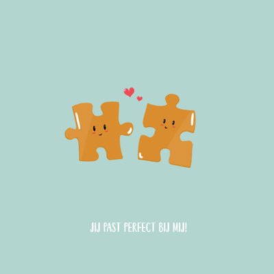 Jij Past Perfect Bij Mij Geïllustreerd Puzzelstukjes Liefde Kaart