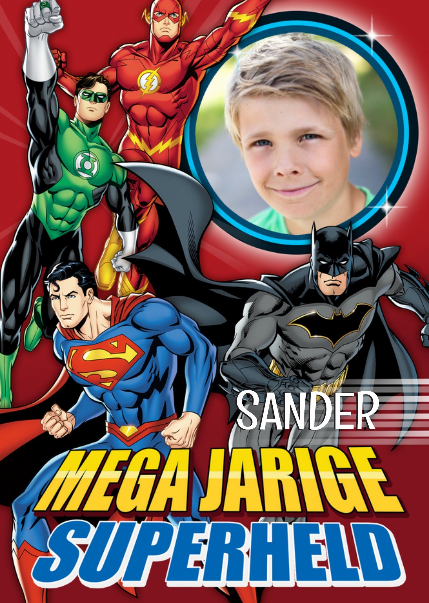 Justice League - Verjaardagskaart - Mega jarige superheld