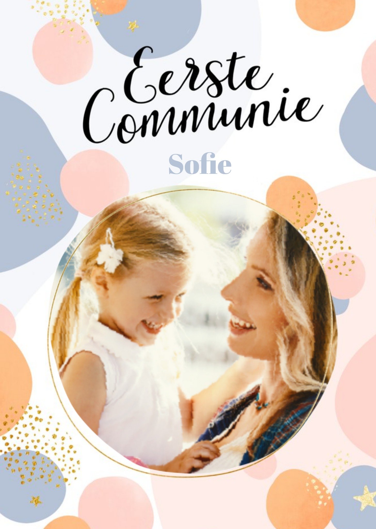 Uitnodiging Communie foto naam Kaart Greetz