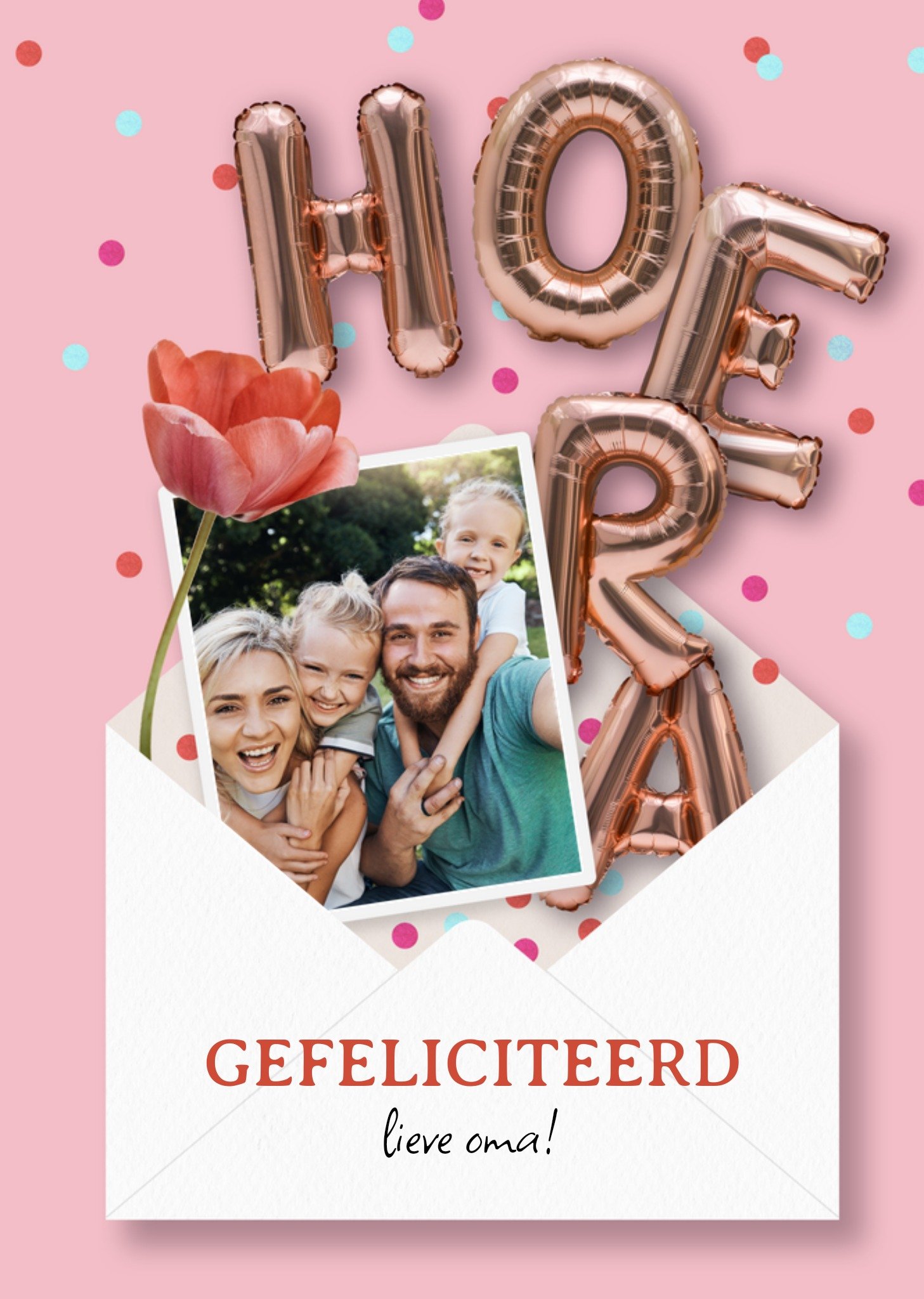 Verjaardagskaart Met foto Envelop en ballonnen Kaart Luckz