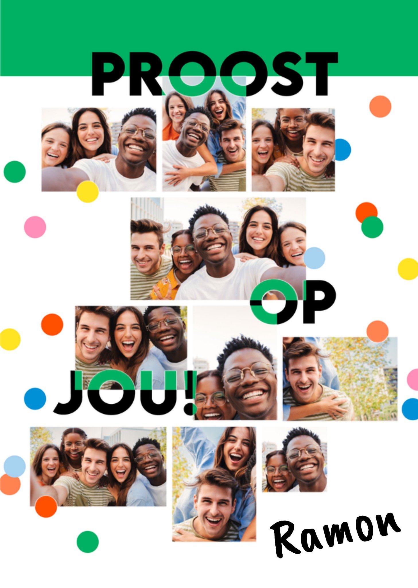 Verjaardagskaart Met fotos en naam Proost op jou Greetz