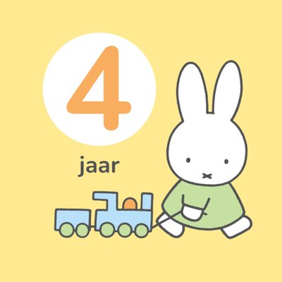 Miffy | Verjaardagskaart | 4 jaar | Aanpasbare tekst