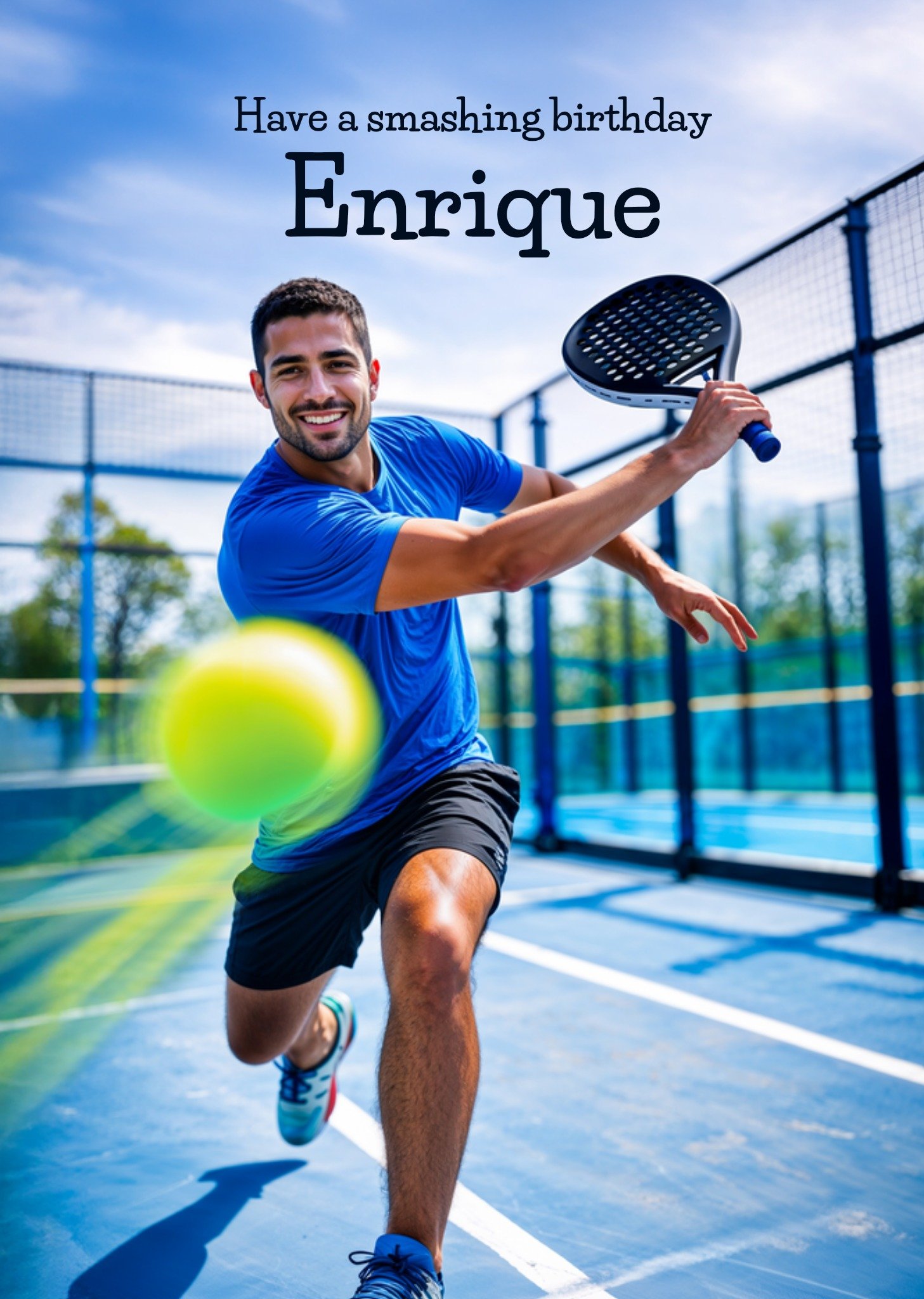 The London Studio Verjaardagskaart Funny face swap male padel tennis player Greetz