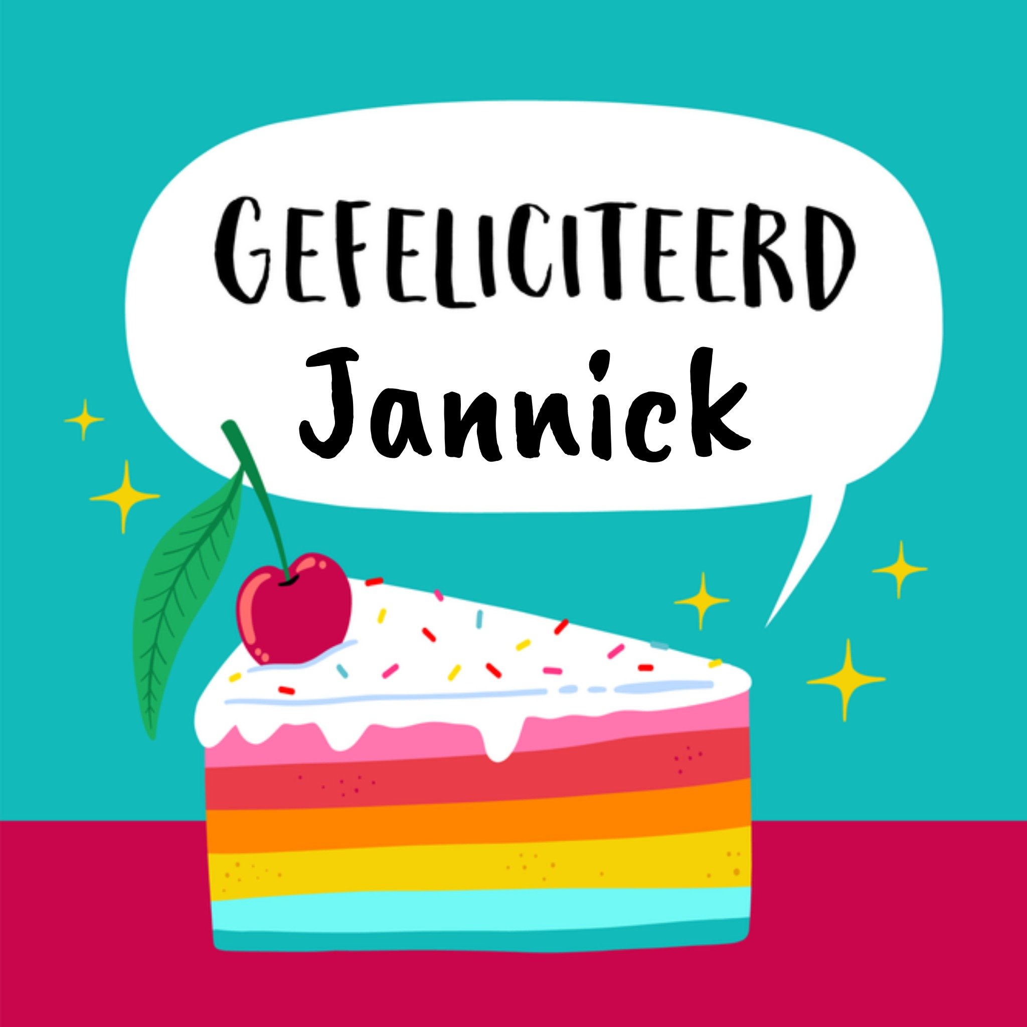 Greetz Verjaardagskaart taart met naam Vierkant