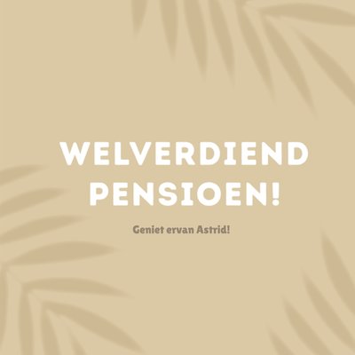 Welverdiend Pensioen Palmblad Schaduw Typografisch Kaart