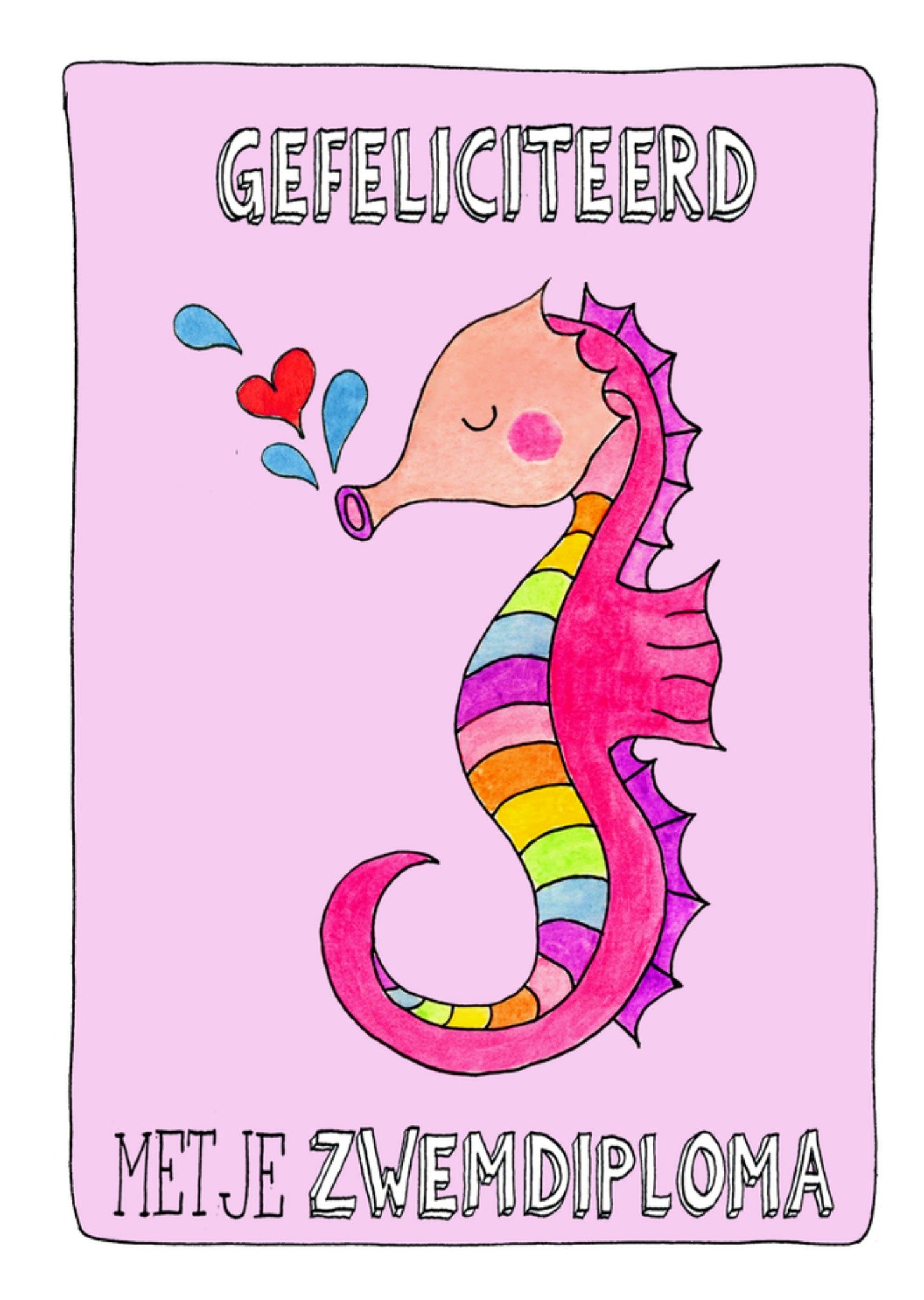 Zwemdiploma kaart Zeepaardje Kaart Sandysign