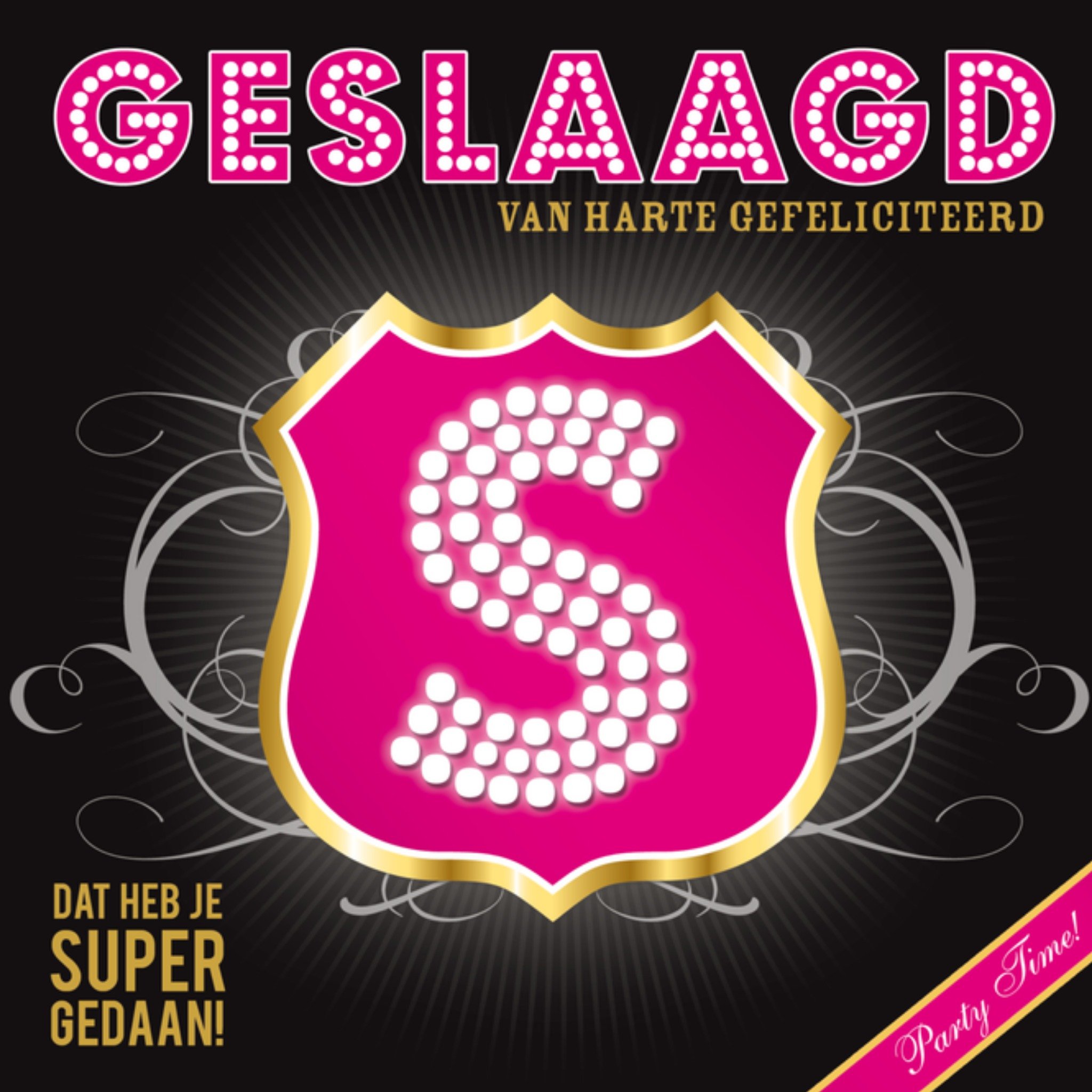 Paperclip Geslaagd kaart glitter super Vierkant