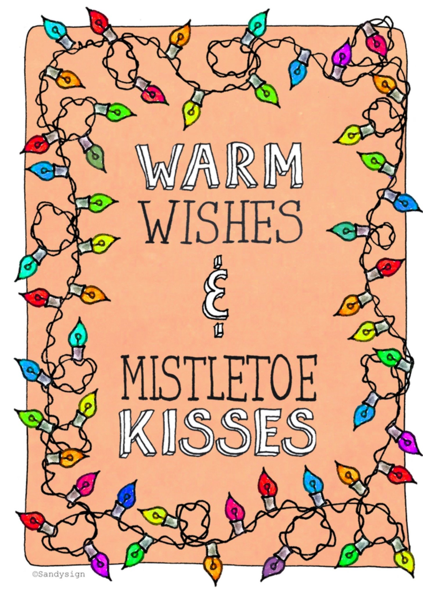 Kerstkaart mistletoe Sandysign