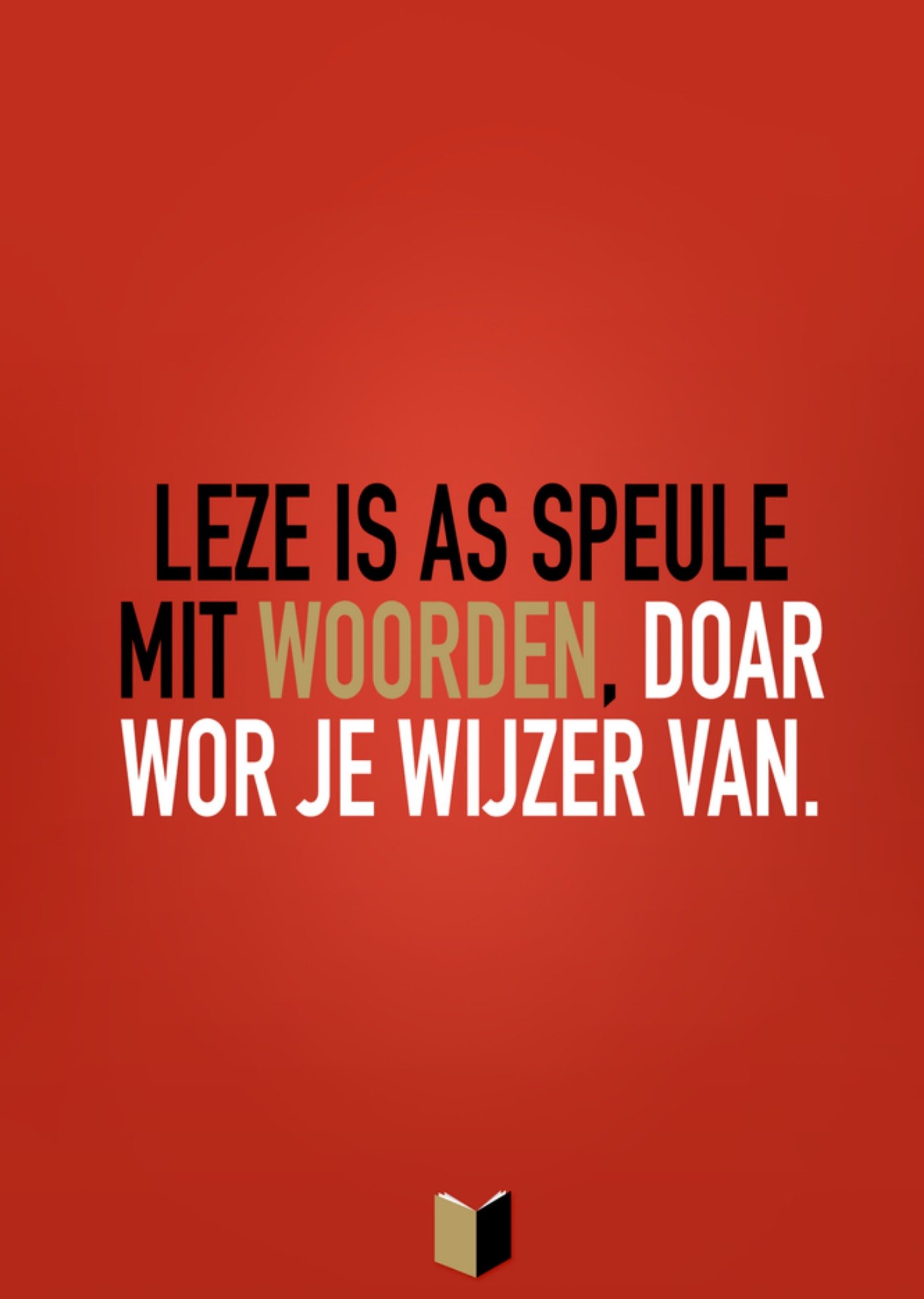 Greetz Boekenweek 2025 kaart Leze is as speule mit woorden, doar wor je wijzer van Zeeuws Standard Card