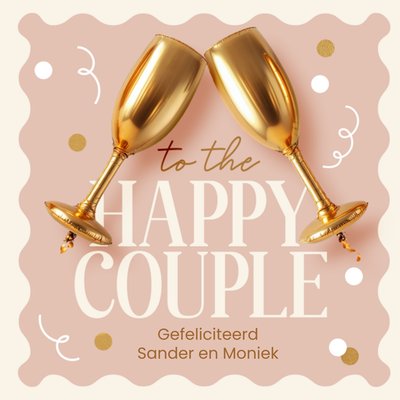 Voor Het Gelukkige Paar Gouden Champagneglazen Bruiloft Kaart