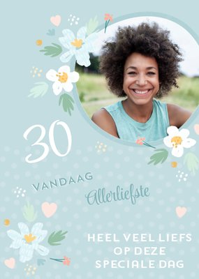Bloemen Foto Upload 30e Verjaardag Kaart