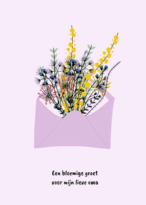 Een Bloemige Groet Geïllustreerde Envelop Met Bloemen Oma Kaart