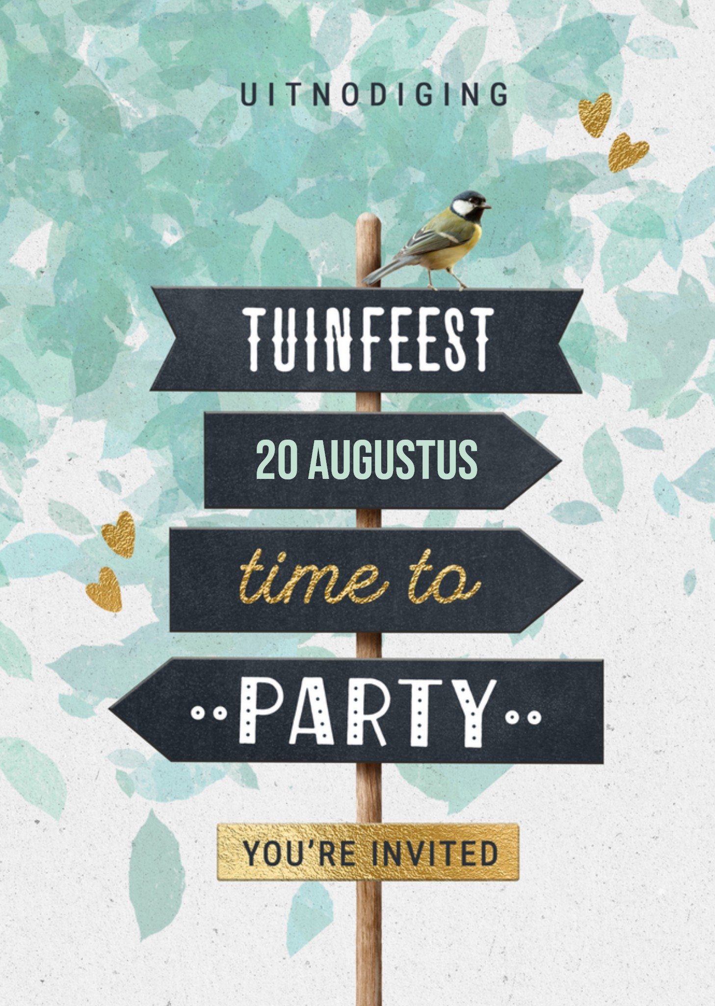 Uitnodiging tuinfeest vogeltje Kaart Luckz