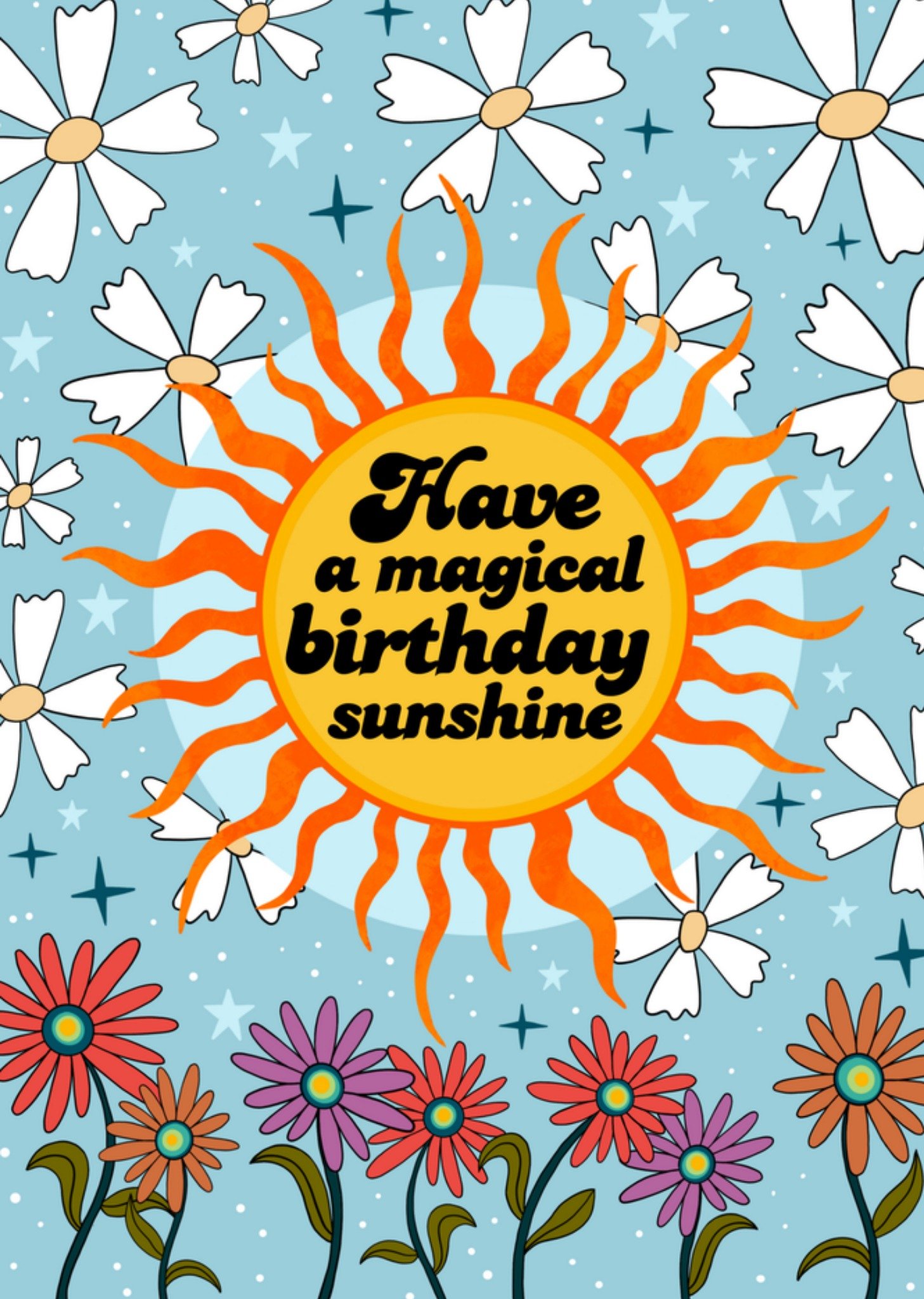 Verjaardagskaart zon bloemen Kaart Greetz