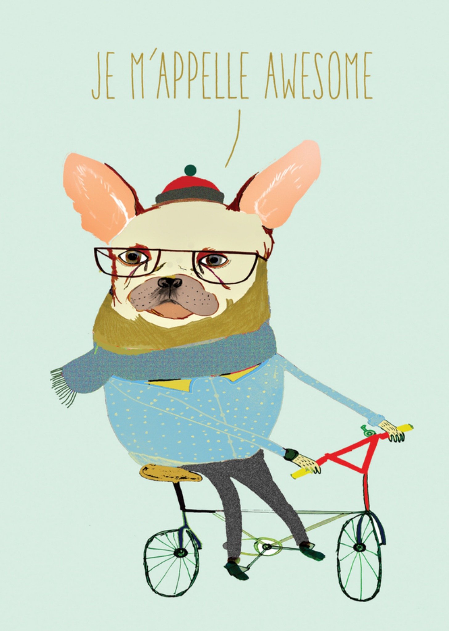 Verjaardagskaart hond op fiets Kaart Brainbox Candy