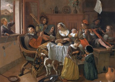 Klaas de Jong | Kunstkaart | Vrolijke huisgezin