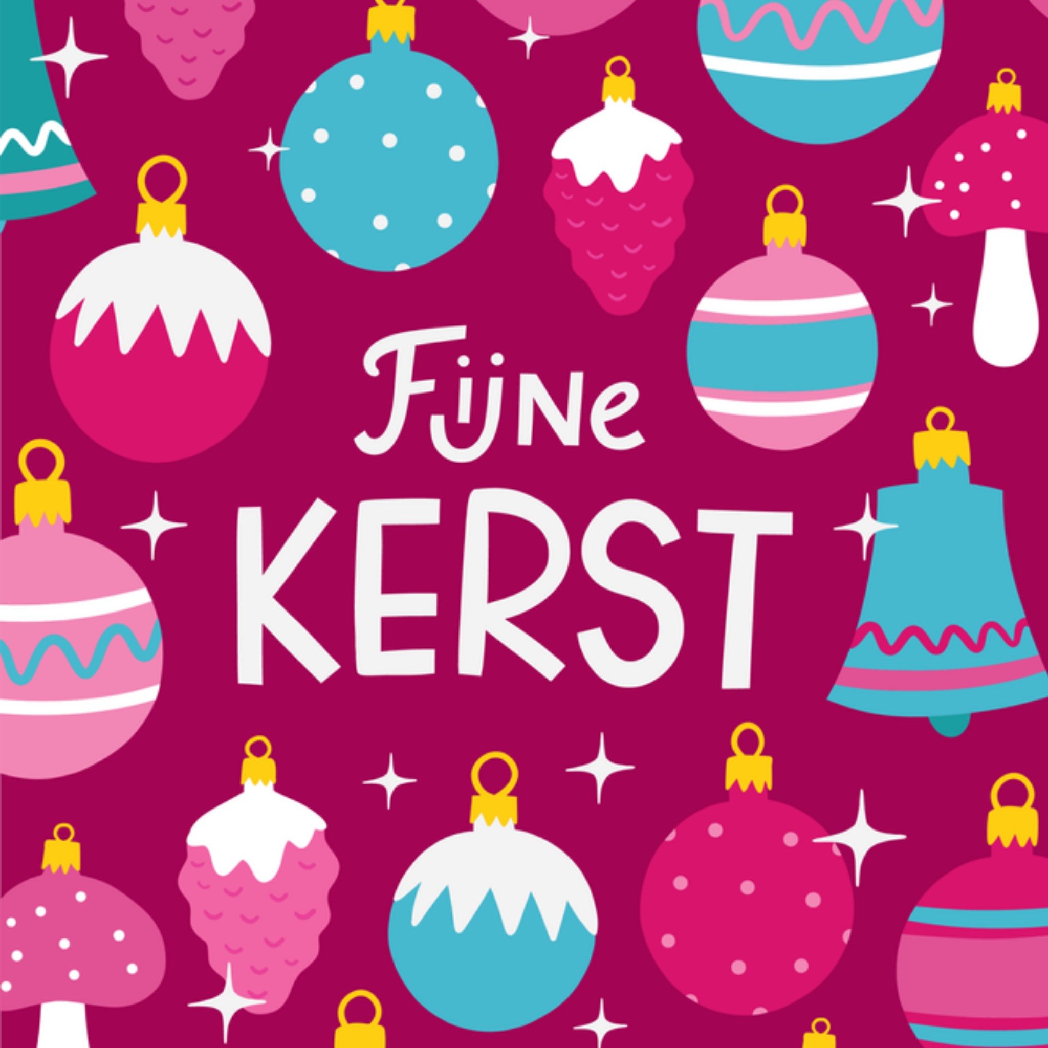 Greetz Kerstkaart kerstballen Vierkant