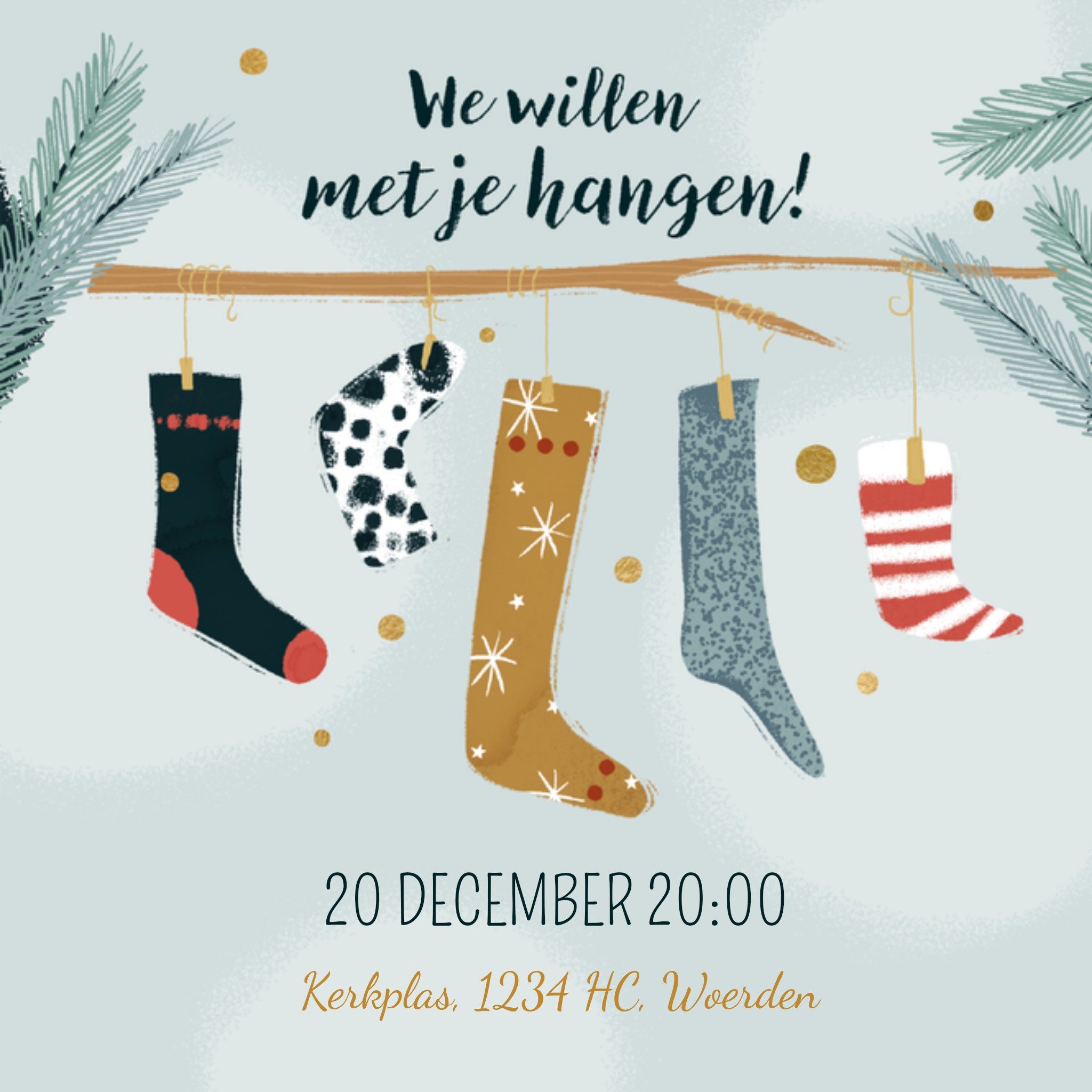 Greetz Uitnodiging kerstdiner illustratie Vierkant