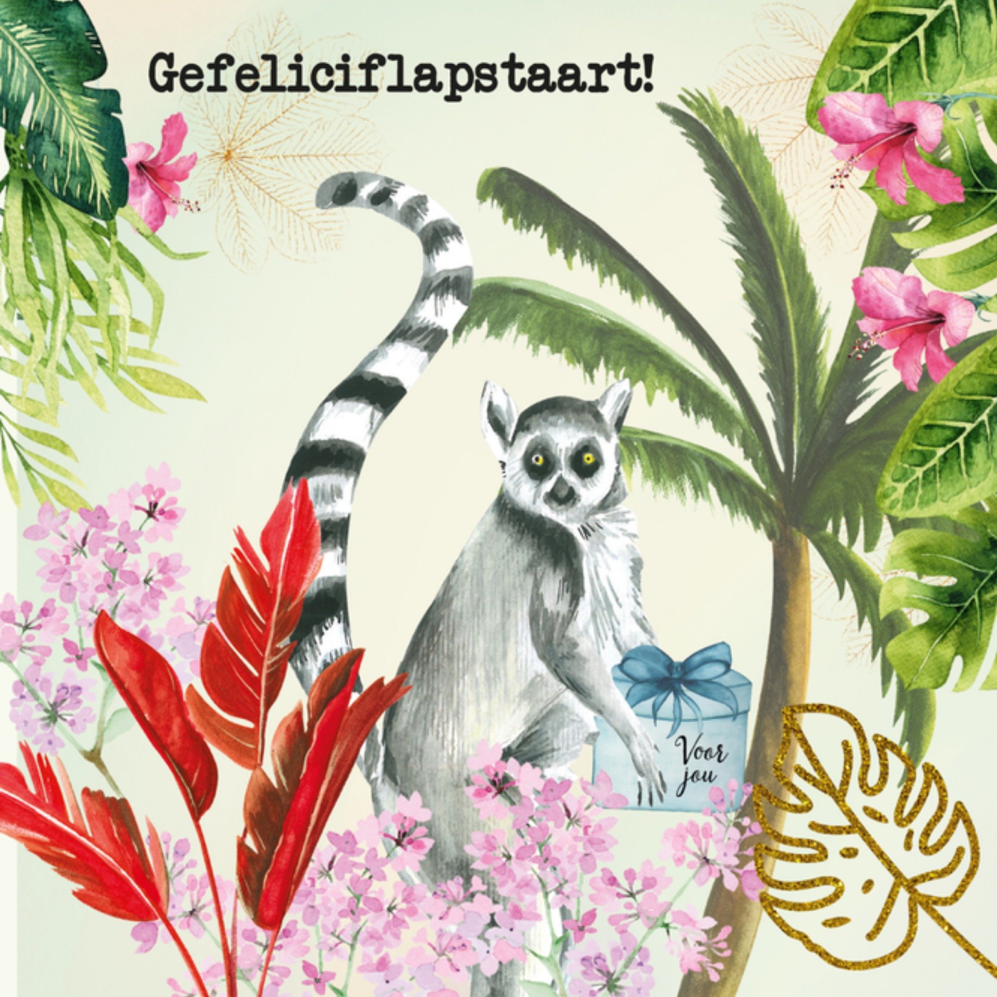 Verjaardagskaart Gefeliciflapstaart! Vierkante Kaart Paperclip