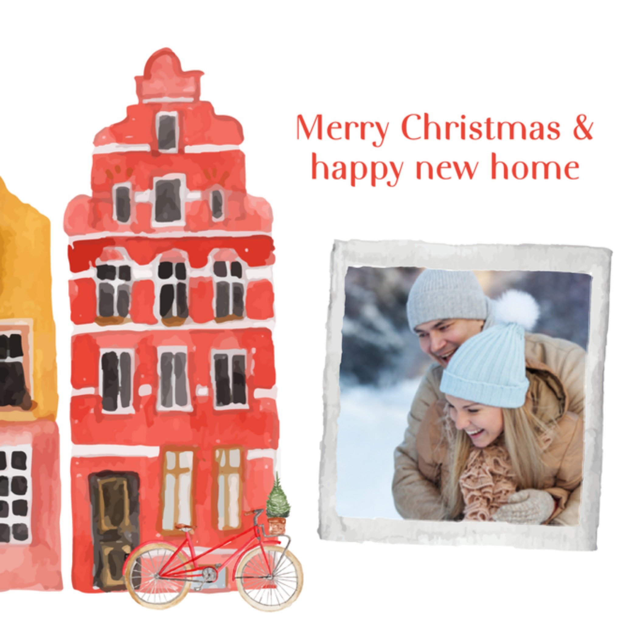 Greetz Kerstkaart fotokaart nieuwe woning Vierkant