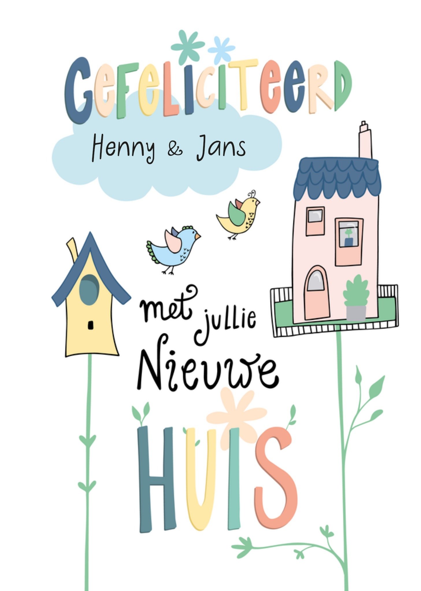 Nieuwe Woning kaart Huisjes Kaart Funny Side Up