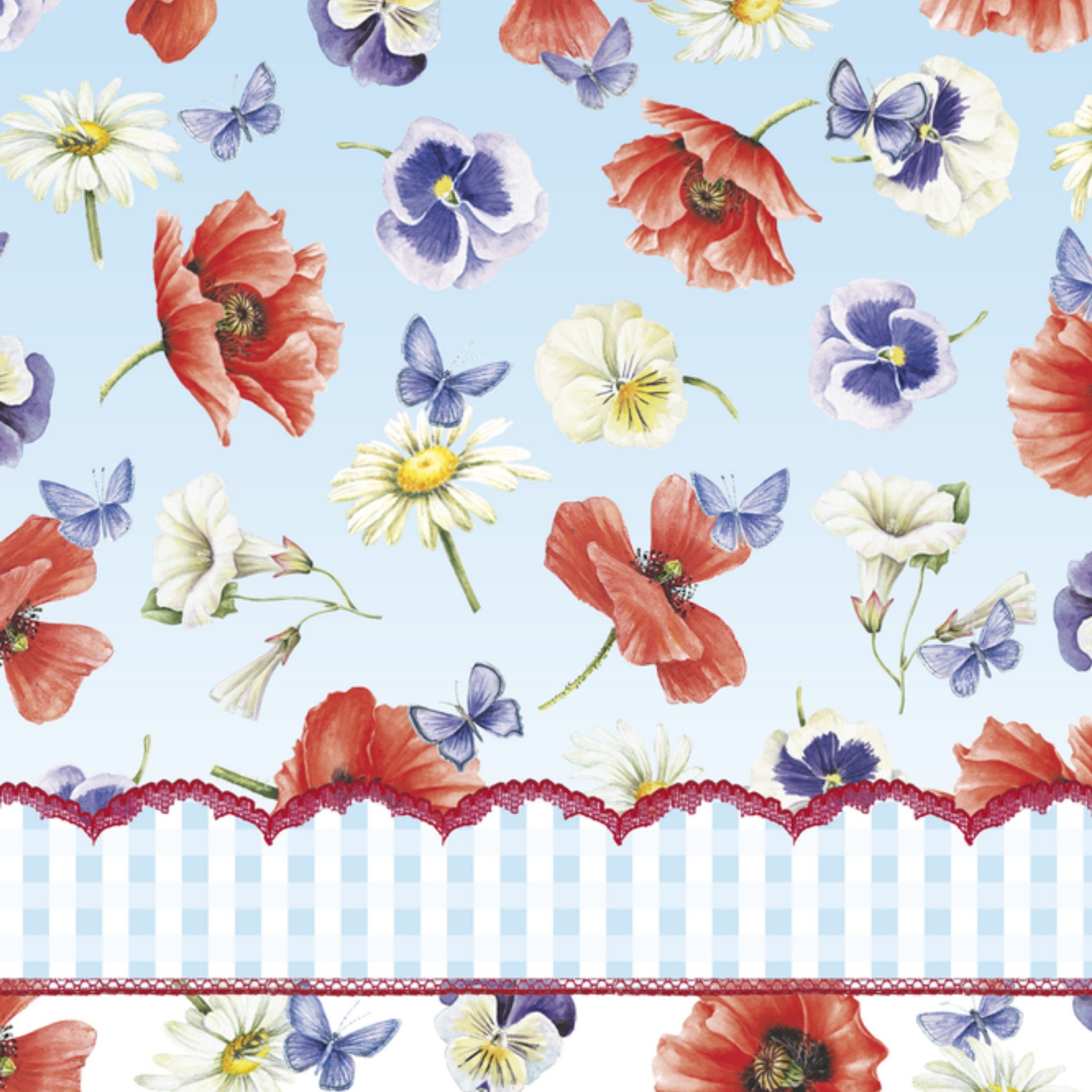 Uitnodiging met rode klaprozen en margrietjes Vierkante Kaart Janneke Brinkman