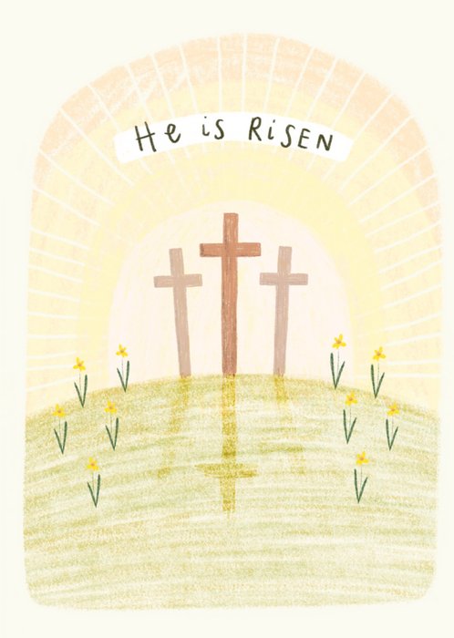 Greetz | Paaskaart | He is risen | Religieuze kruisen potloodtekening