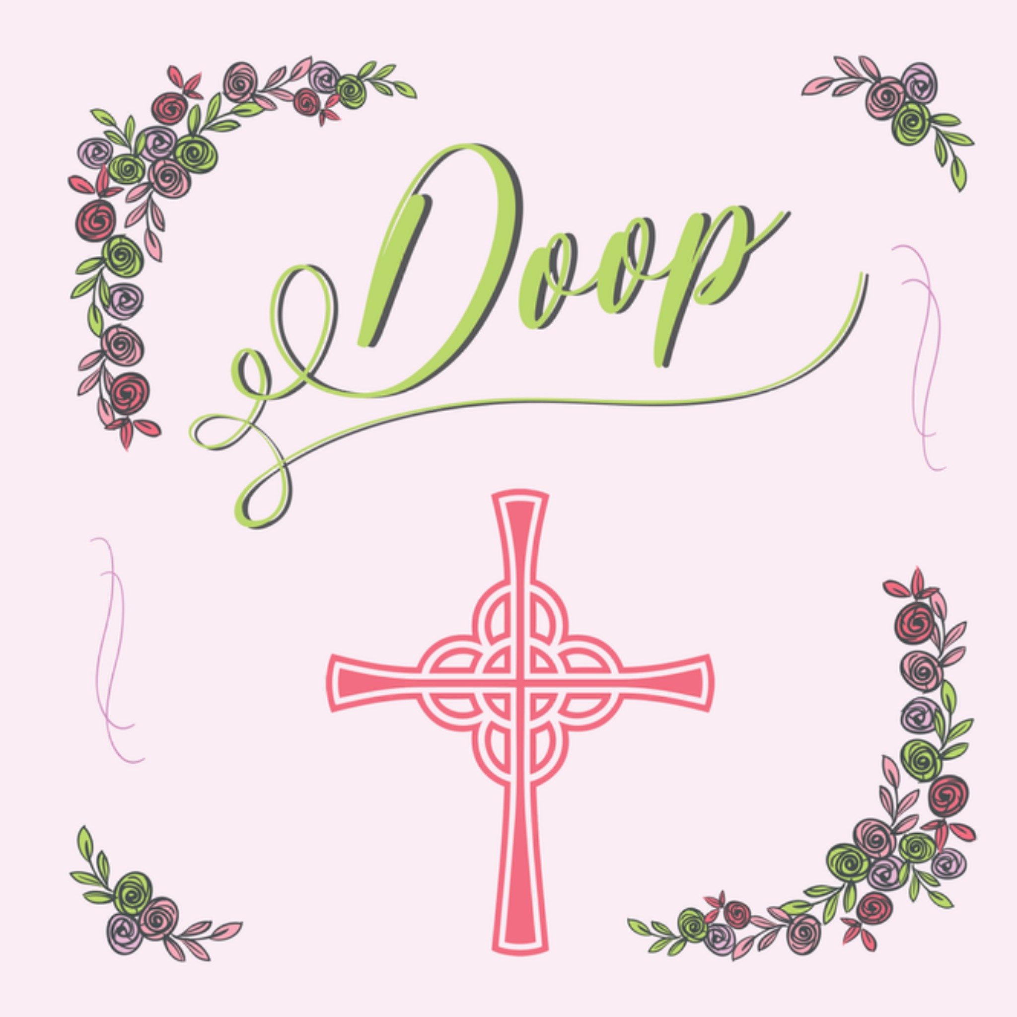 Davora Doop kaart Bloemen Vierkante Kaart Davora Ltd