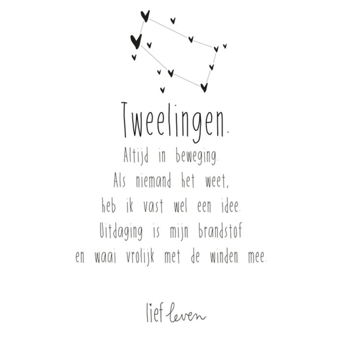 Lief Leven | Sterrenbeeld kaart | Tweelingen