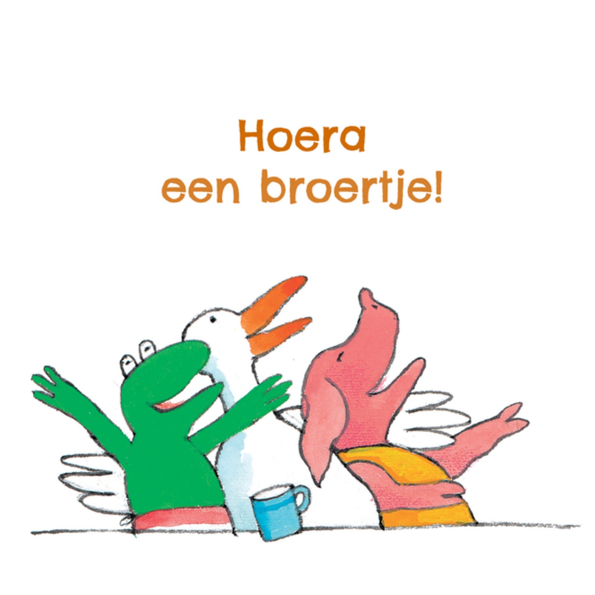 Geboortekaart Hoera een broertje! Vierkante Kaart Kikker