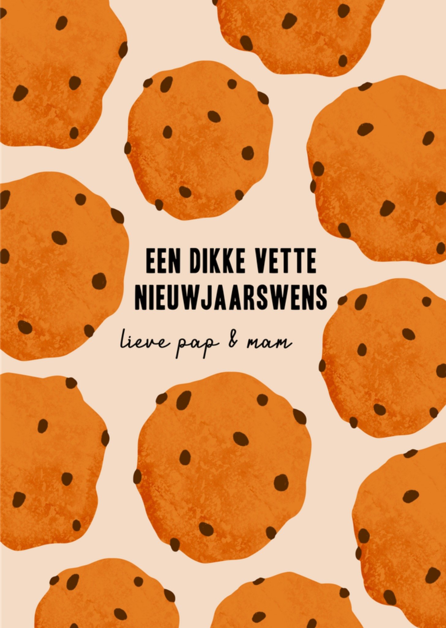 Nieuwjaarskaart Oliebollen Pap en Mam Greetz