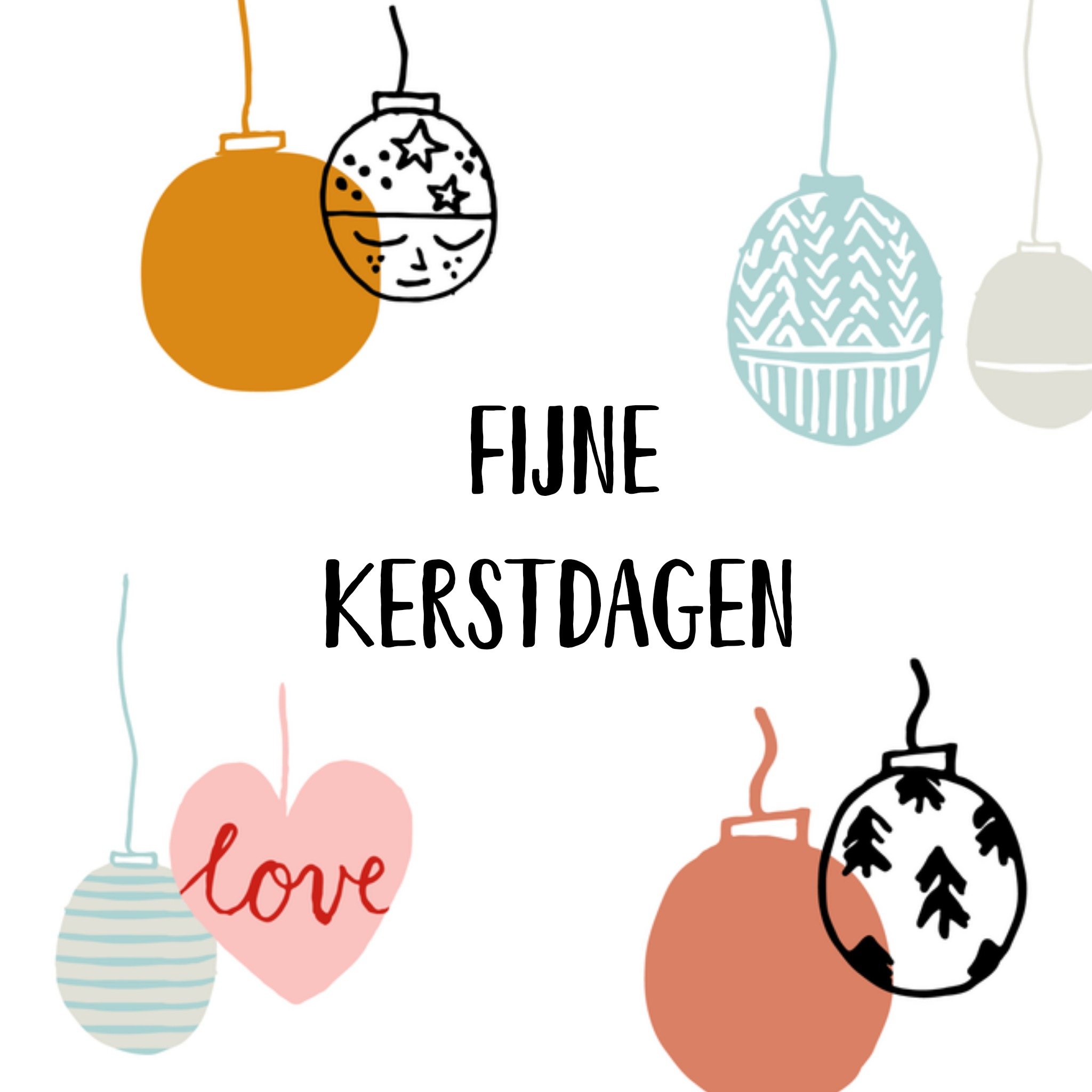 Greetz Kerst Illustratie Kerstbal Vierkant