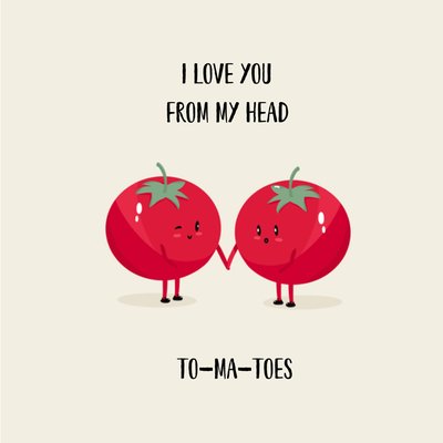Ik Hou Van Jou Van Top Tot Teen Grappige Geïllustreerde Tomaten Liefde Kaart