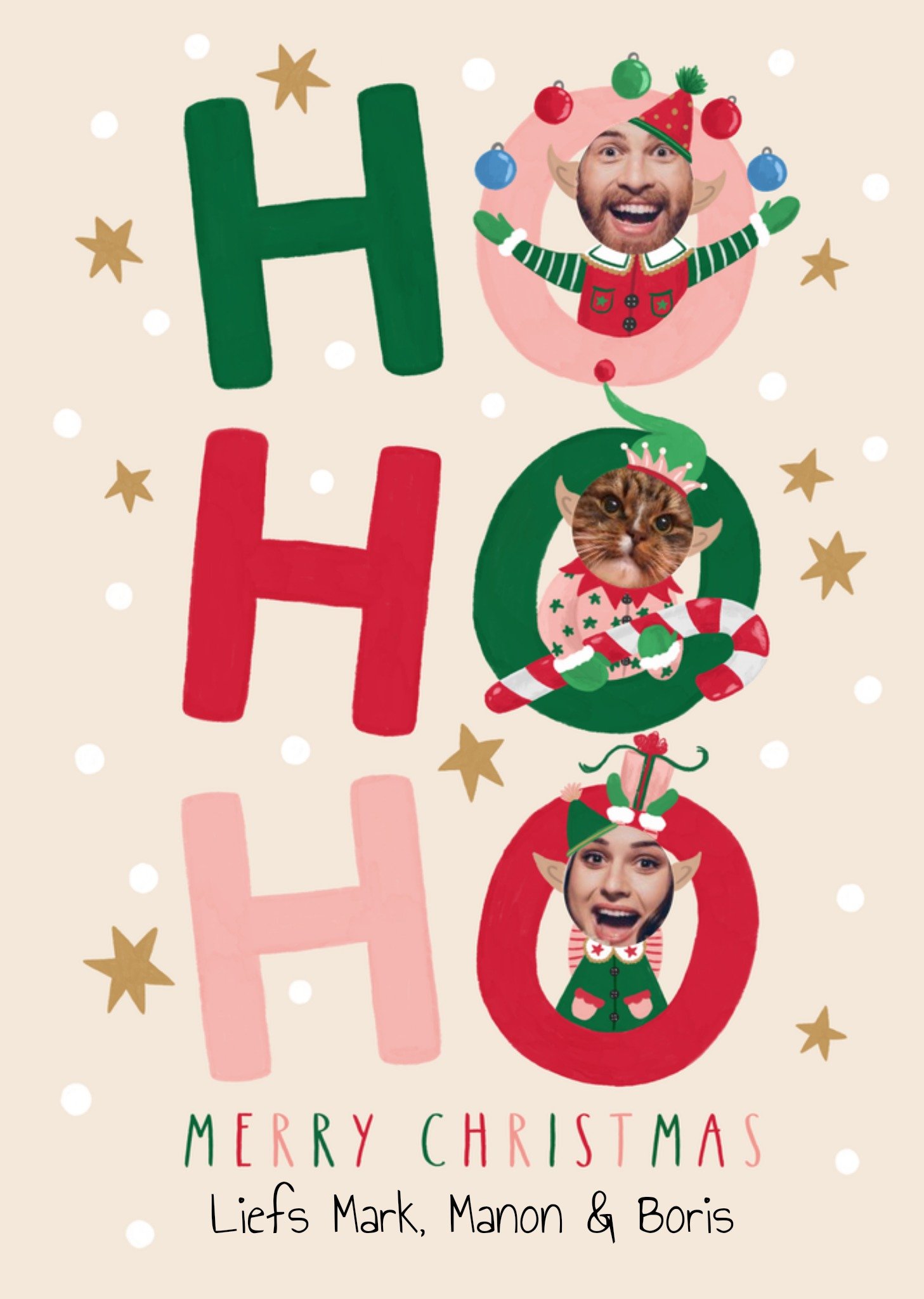 Greetz Kerstkaart Ho Ho Ho Met fotos Standard Card