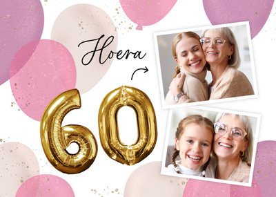 Greetz | Verjaardagskaart | Hoera 60 | Fotokaart | Aanpasbare tekst