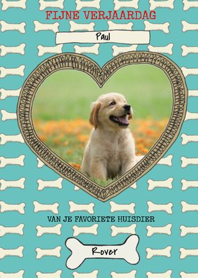 Van Je Favoriete Huisdier Hondenbot Patroon Foto Upload Verjaardag Kaart