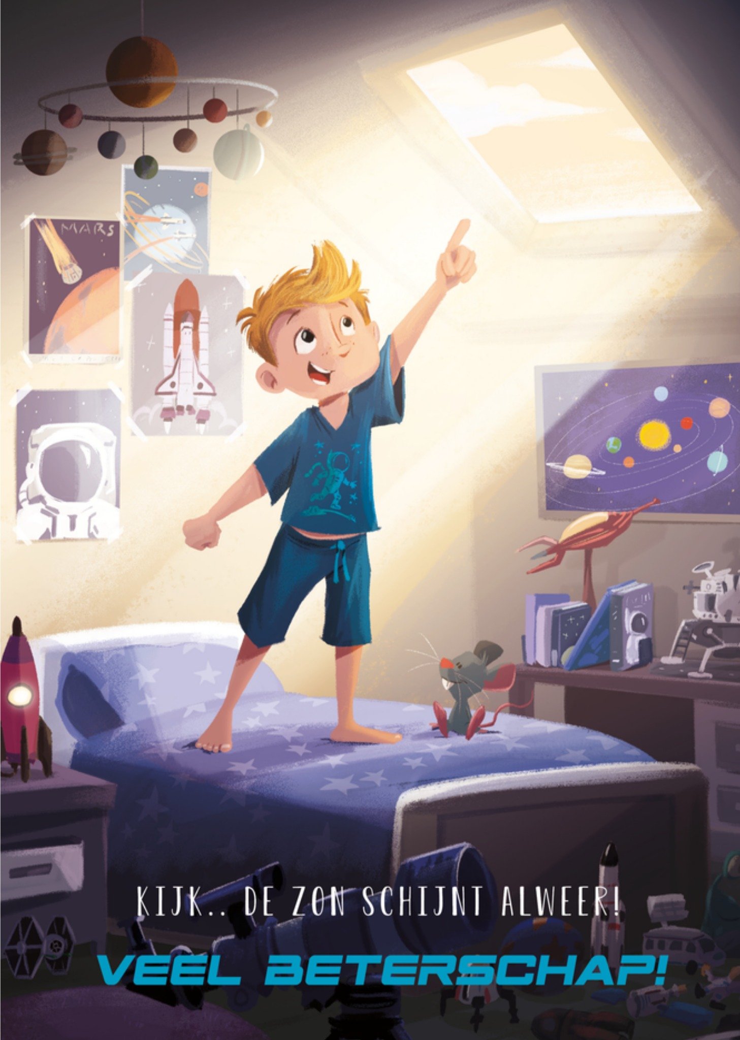 De Kleine Astronauten Beterschapskaart De zon schijnt alweer Kaart André Kuipers en de Kleine Astronauten