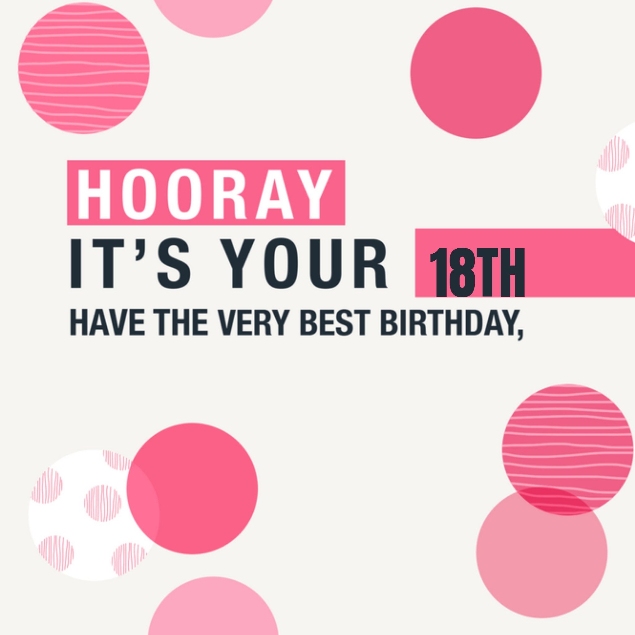 Greetz Verjaardagskaart Hooray 18th birthday Vierkant