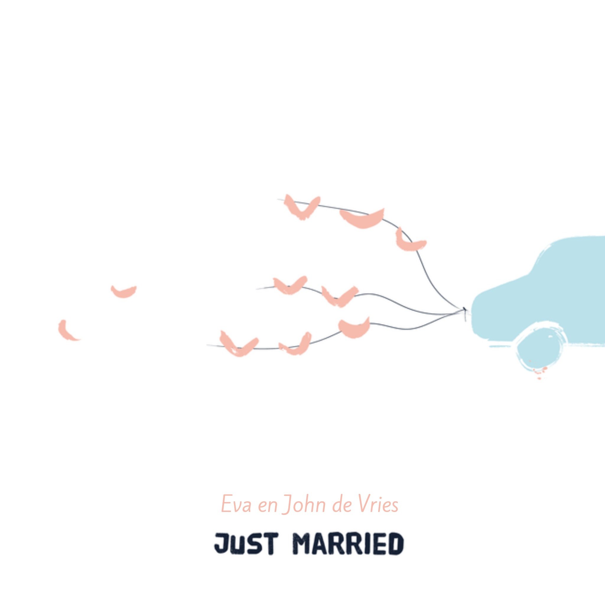 Kitchen of smiles Huwelijkskaart Just married Vierkant