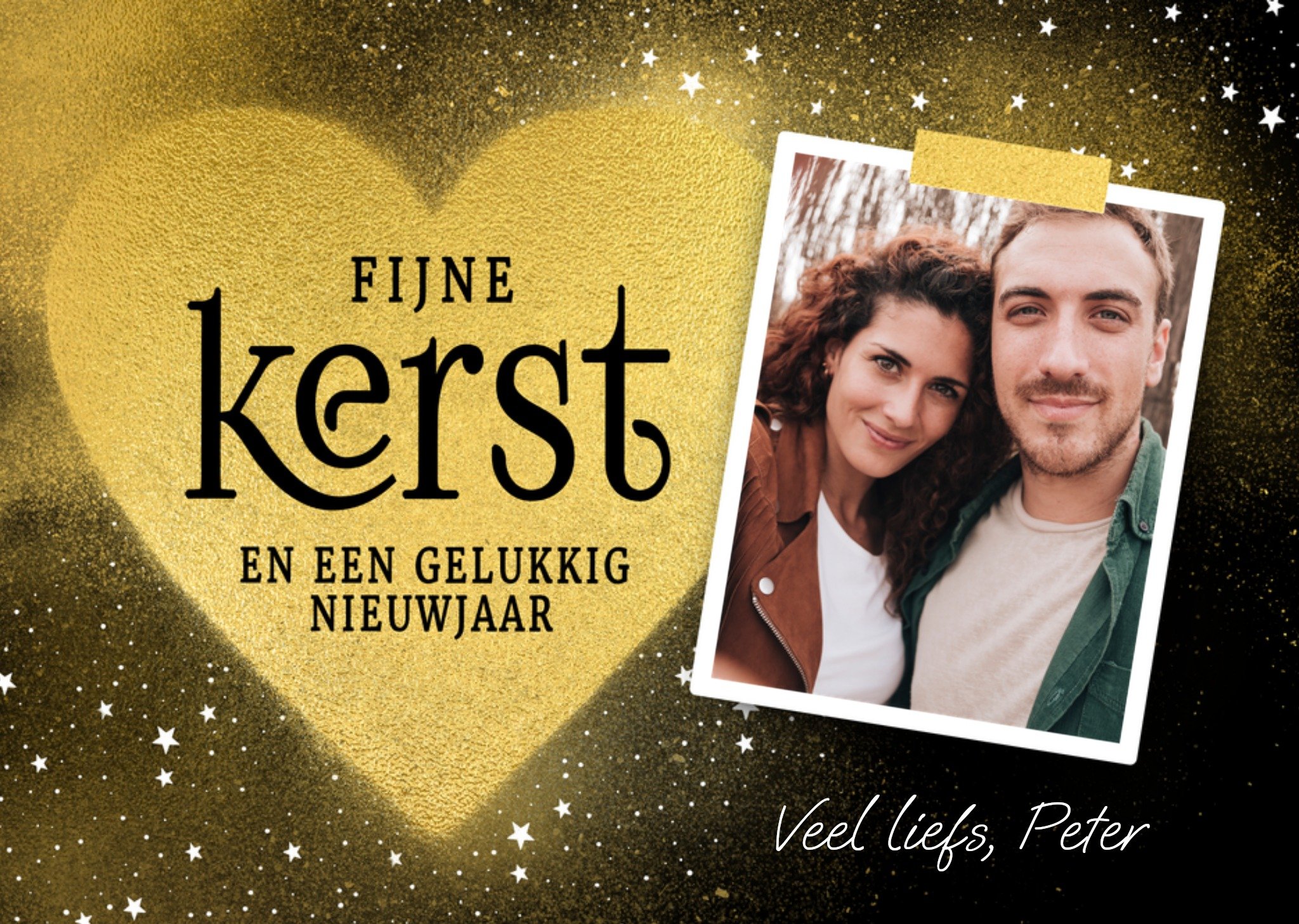 Kerstkaart Liefdevol Gouden hart Luckz