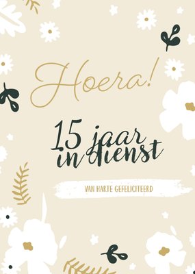 Bloemenpatroon Typografisch 15e Werkjubileum Kaart