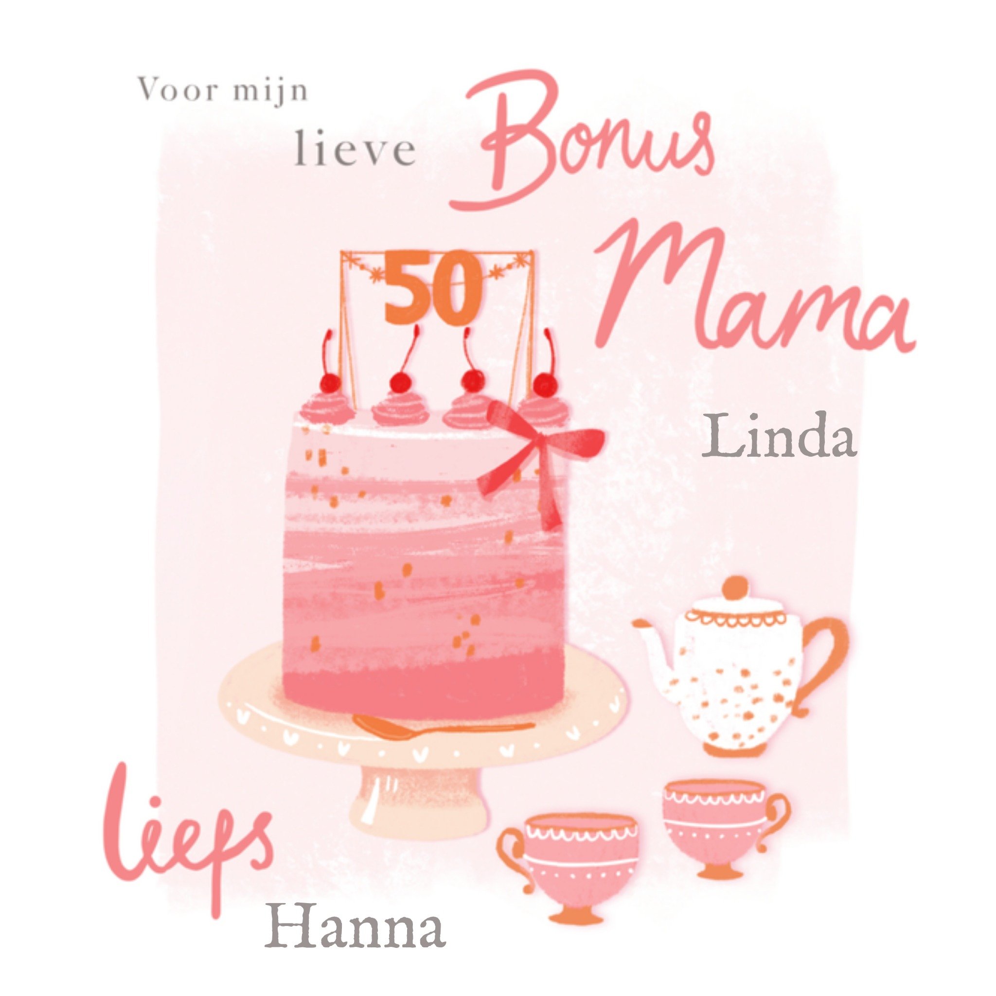 Verjaardagskaart taart naam Vierkante Kaart Millicent Venton