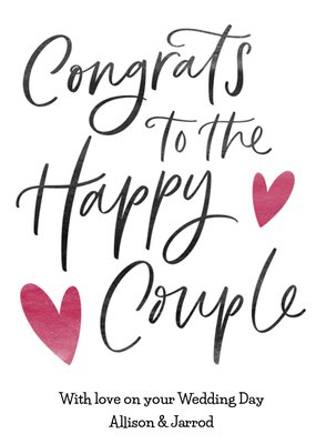 Handlettering Harten Bruidspaar Bruiloft Kaart